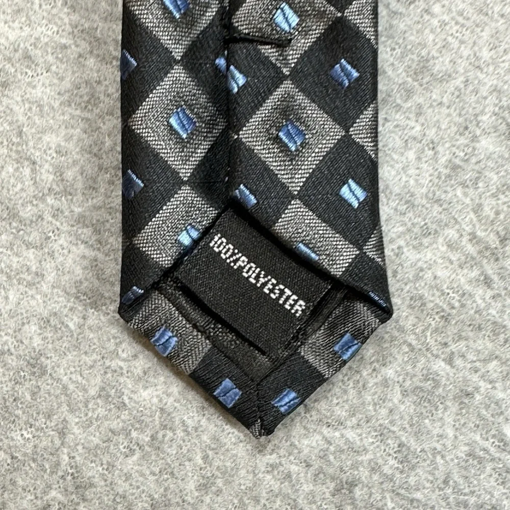 Bergamo New York Black/Blue Geometric Diamond Pattern Silk Tie Classic & Elegant